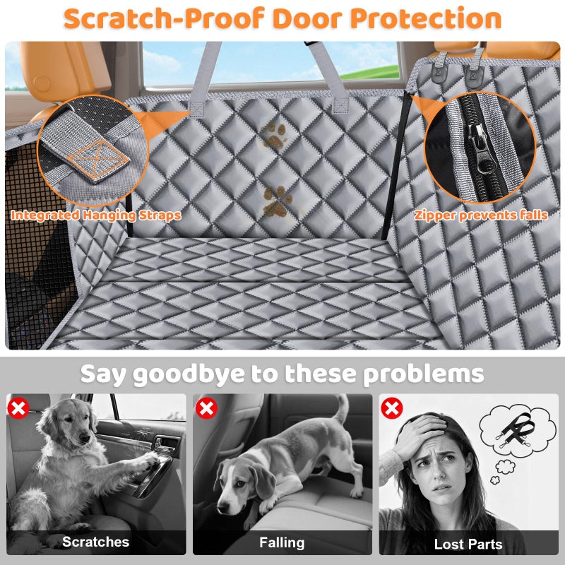 URPOWER Backseat Extender for Dogs - Hard Bottom Dog Car Seat Cover for Back Seat, Dog Hammock for Car and SUV, Pet Rear Seat Protector Dogs Travel Bed with Mesh Window & Side Flaps - Image 4